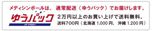 メディシンボールの配送はゆうパックです。
